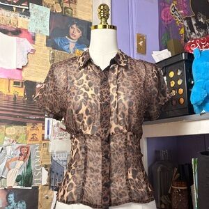 Lulu’s Leopard Print Sheer Blouse